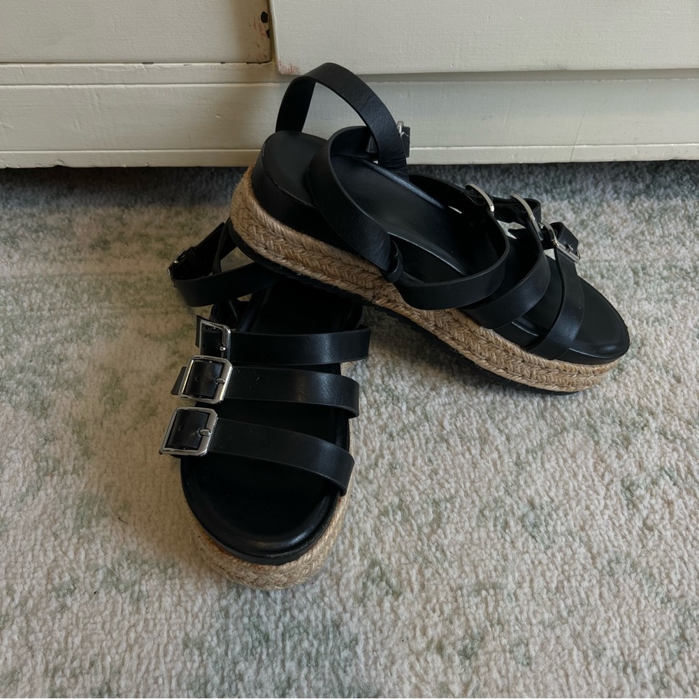 Urban Outfitters Black Strappy Platform Sandals